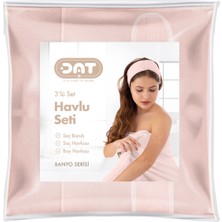 Dat35 3lü Havlu Seti Banyo Boy Havlusu Saç Havlusu Saç Bonesi Yumuşak Super Soft Doku Ekonomik Çeyiz Paket