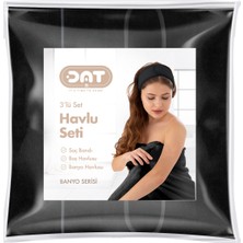 Dat35 3lü Havlu Seti Banyo Boy Havlusu Saç Havlusu Saç Bonesi Yumuşak Super Soft Doku Ekonomik Çeyiz Paket