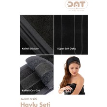 Dat35 3lü Havlu Seti Banyo Boy Havlusu Saç Havlusu Saç Bonesi Yumuşak Super Soft Doku Ekonomik Çeyiz Paket