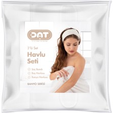 Dat35 3lü Havlu Seti Banyo Boy Havlusu Saç Havlusu Saç Bonesi Yumuşak Super Soft Doku Ekonomik Çeyiz Paket