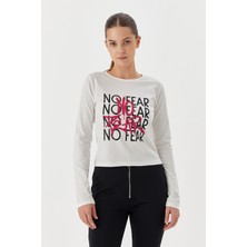 No Fear Kadın T-Shirt Uzun Kollu Beyaz W500199
