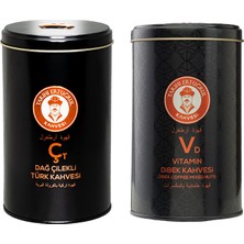Tarihi Ertuğrul Kahvesi Çilekli Türk Kahvesi Teneke 250 gr & Vitamin Dibek Kahvesi Teneke 250 gr x 2’li Set