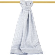 Bursa İpek Buz Mavi Petek Desen Twill Ipek Şal