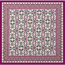 Bursa İpek Mürdüm Çini Lale Desen Ipeksi Mendil