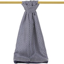 Bursa İpek Lacivert Petek Desen Twill Ipek Şal