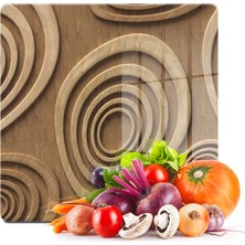 Decovetro Cam Kesme Tahtası Kare Ahşap Desenli 30X30 cm