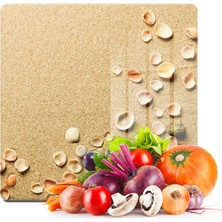 Decovetro Cam Kesme Tahtası Kare Deniz Kabuğu Desenli 30X30 cm