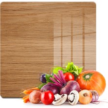 Decovetro Cam Kesme Tahtası Kare Ahşap Meşe Desenli 30X30 cm