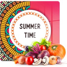Decovetro Cam Kesme Tahtası Kare Summer Time Desenli 30X30 cm