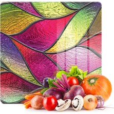Decovetro Cam Kesme Tahtası Kare Yaprak Vitray Desenli 30X30 cm