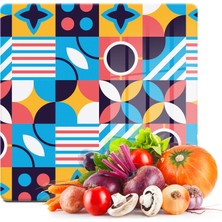 Decovetro Cam Kesme Tahtası Kare Retro Desenli 30X30 cm