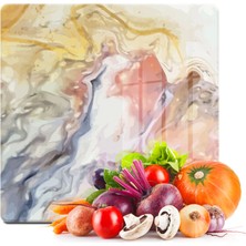 Decovetro Cam Kesme Tahtası Kare Karışık Dalgalı Mermer Desenli 30X30 cm