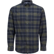 Jack & Jones 12259895 Jjewılly Chech Shırt Gömlek Haki Siyah