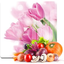 Decovetro Cam Kesme Tahtası Kare Lale Desenli 30X30 cm