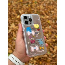 SPHONE Apple iPhone 15 Pro Max Kılıf 3D Kabartmalı Emoji Ayıcık Kalp Kelebek Rıch Gırl Yazılı Cool Kreasyon Kılıf