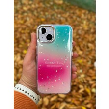 SPHONE Apple iPhone 15 Kılıf Summer Time Kış Kreasyonu Simli Yıldızlı Işıltı Ombre Renk Geçişli Hologram