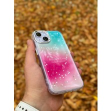 SPHONE Apple iPhone 15 Kılıf Summer Time Kış Kreasyonu Simli Yıldızlı Işıltı Ombre Renk Geçişli Hologram