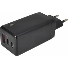 Boğazören Siyah Çoklu Çift Şarj Adaptörü Başlığı Hızlı Şarj Cihazı(Type-C/usb-C Qc 3.0+65W Gan Pd+6 Lı Koruma)