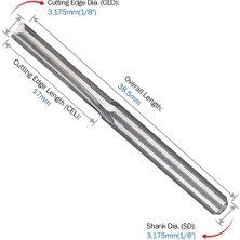 Passing 10 Adet 2 Flüt Cnc Freze Uçları 3.175MM Düz Yuvası Tungsten Çelik Freze Kesici Ahşap Plastik (Yurt Dışından)