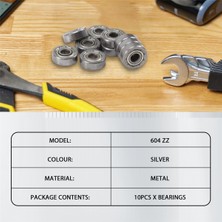 Passing 10 Adet Minyatür Mühürlü Metal Korumalı Metrik Radyal Rulman Modeli: 604 Zz 4X12X4MM (Yurt Dışından)