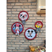 İkona Sanat Ahşap Mickey Mouse 4'Lü Pano