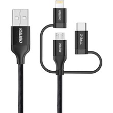 Choetech 3in1 Lightning + Usb-C + Micro USB Hızlı Şarj ve Data Kablosu-Mfı Lisanslı IP0030