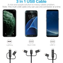 Choetech 3in1 Lightning + Usb-C + Micro USB Hızlı Şarj ve Data Kablosu-Mfı Lisanslı IP0030