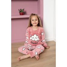 Kapidex Kız Çocuk Polar Pijama Takım 4971 Gül Kurusu