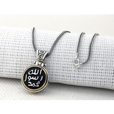 Takıhan Allah Resulü Muhammed S.a.v Yazılı Ortası Dönen 925 Ayar Gümüş Kolye