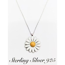 Oriental Kuyumculuk Jewellery Kadın Mineli Papatya Tasarım 925 Ayar Gümüş Kolye