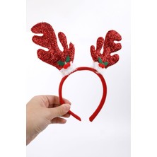 Le Mabelle Kırmızı  Simli Geyik Boynuzlu Kız Çocuk Taç
