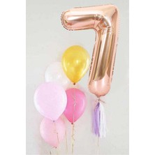 Le Mabelle Rose  7 Rakamı Püsküllü Balon Set