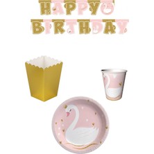 Le Mabelle Pembe  Kuğu Temalı 4'lü Parti Seti