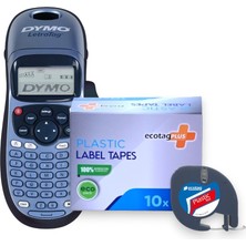 Dymo Letratag Etiket Yazıcı ve Ecotag Muadil Plastik Yedek Şerit Etiket 10'lu