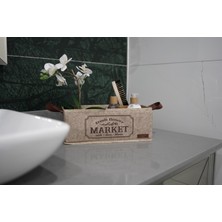 Buti Deri Kulplu Özel Tasarım Malzeme Kutusu Hurç Organizer Ev Banyo Mutfak Ev Gereci  32X13X14CM  - 104454 Kahverengi