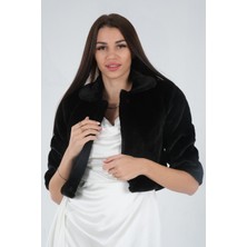 Feminist Siyah Bebe Yaka Peluş Bolero 0105134.01