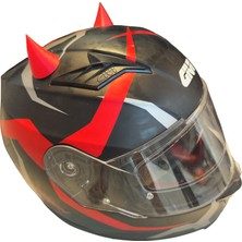 3D Fabrick Kask Boynuzu Kırmızı KB06, One Size