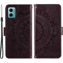 4U Sky Xiaomi Için Redmi Note 11E 5g/redmi 10 5g/redmi 10 Prime+ 5g Contom Anti-Cüzdan Stand Tasarımı Baskılı Mandala Çiçek Pu Deri Telefon Flip Cover Telefon Vaka-Kahverengi (Yurt Dışından)