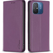 4U Sky Xiaomi Için BF18 Poco C55 4g/redmı 12C 4g Telefon Kapak Standı Pu Deri Kart Yuvaları Telefon Case-Dark Purple (Yurt Dışından)