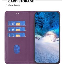 4U Sky Xiaomi Için BF18 Poco C55 4g/redmı 12C 4g Telefon Kapak Standı Pu Deri Kart Yuvaları Telefon Case-Dark Purple (Yurt Dışından)