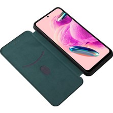 4U Sky Xiaomi Için Redmi Note 12S 4g Kart Tutucu Deri Telefon Kılıfı Karbon Fiber Doku Stand Kapak Yeşil (Yurt Dışından)