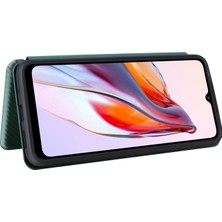 4U Sky Xiaomi Redmi Için 12C 4g Telefon Kılıfı Tutucu Manyetik Otomatik Absorlanmış Karbon Fiber Doku Deri Deri Kapak Stand Yeşili (Yurt Dışından)