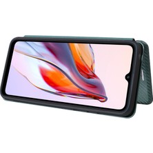 4U Sky Xiaomi Redmi Için 12C 4g Telefon Kılıfı Tutucu Manyetik Otomatik Absorlanmış Karbon Fiber Doku Deri Deri Kapak Stand Yeşili (Yurt Dışından)