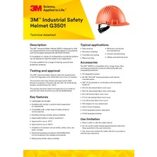 3M 3m™ G3501 Baret 150 °c 'ye Kadar Yüksek Sıcaklığa Dayanıklı - (Beyaz)