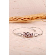 Sümer Telkari Sultan Taşlı Baget Rodyumlu Gümüş Bileklik 4490