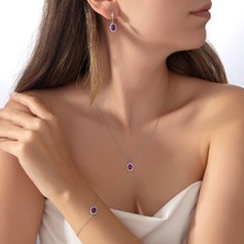 Usho Jewelry 925 Ayar Gümüş Oval Pırlanta Modeli Set