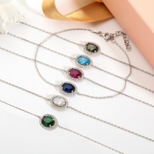 Usho Jewelry 925 Ayar Gümüş Oval Pırlanta Modeli Set