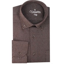 Varetta Erkek Kahverengi Kumlu Kışlık Cepli Klasik Kesim Yaka Düğmeli Gömlek