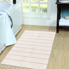 Homestead "chicretreat Dekoratif Kilim | Kaymaz Tabanlı, Makinede Yıkanabilir ve Katlanabilir | Nefes Alabilen Pembe Pamuk Dokuma | Homesteadart Rugs"