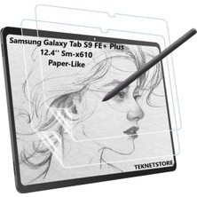 TEKNETSTORE Samsung Galaxy Tab S9 Fe Plus 12.4 Inç Uyumlu Paperlike Nano Kırılmaz Ekran Koruyucu Kağıt Hissli